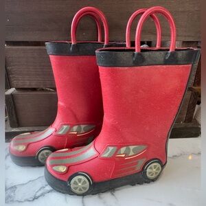 4/$15 Red Car Design Kids Rain Boots Little Kids Size 8